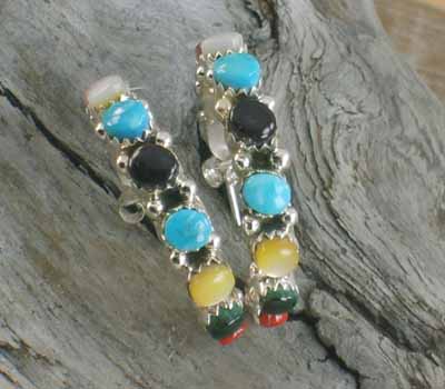 Indian Multi- Stone Hoop Earrings